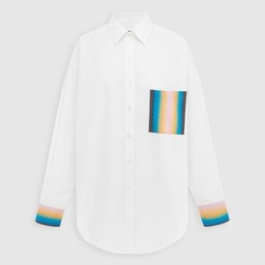Venroy Oversized Shirt Rainbow Longline Cotton New - Size Small - White